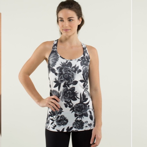 lululemon athletica Tops - Lululemon Black White Floral Cool Racerback Tank 4